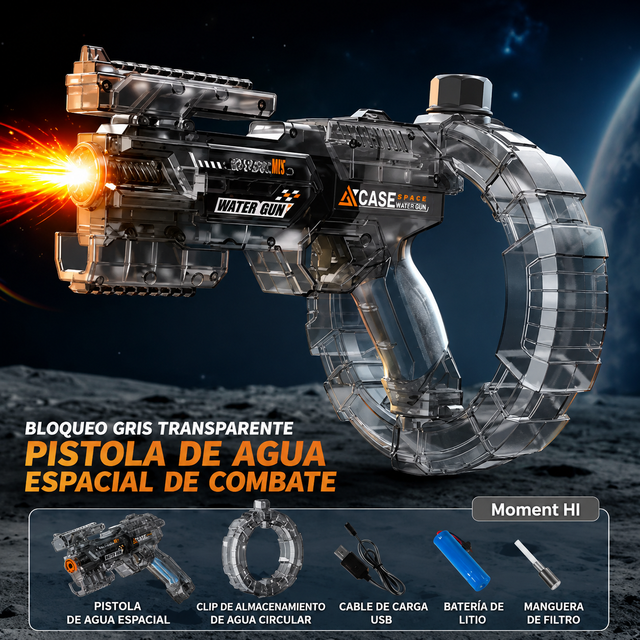 Case Space™ | Pistola de Agua Recargable de Largo Alcance para Verano